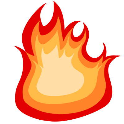 a large yellow and red flame.